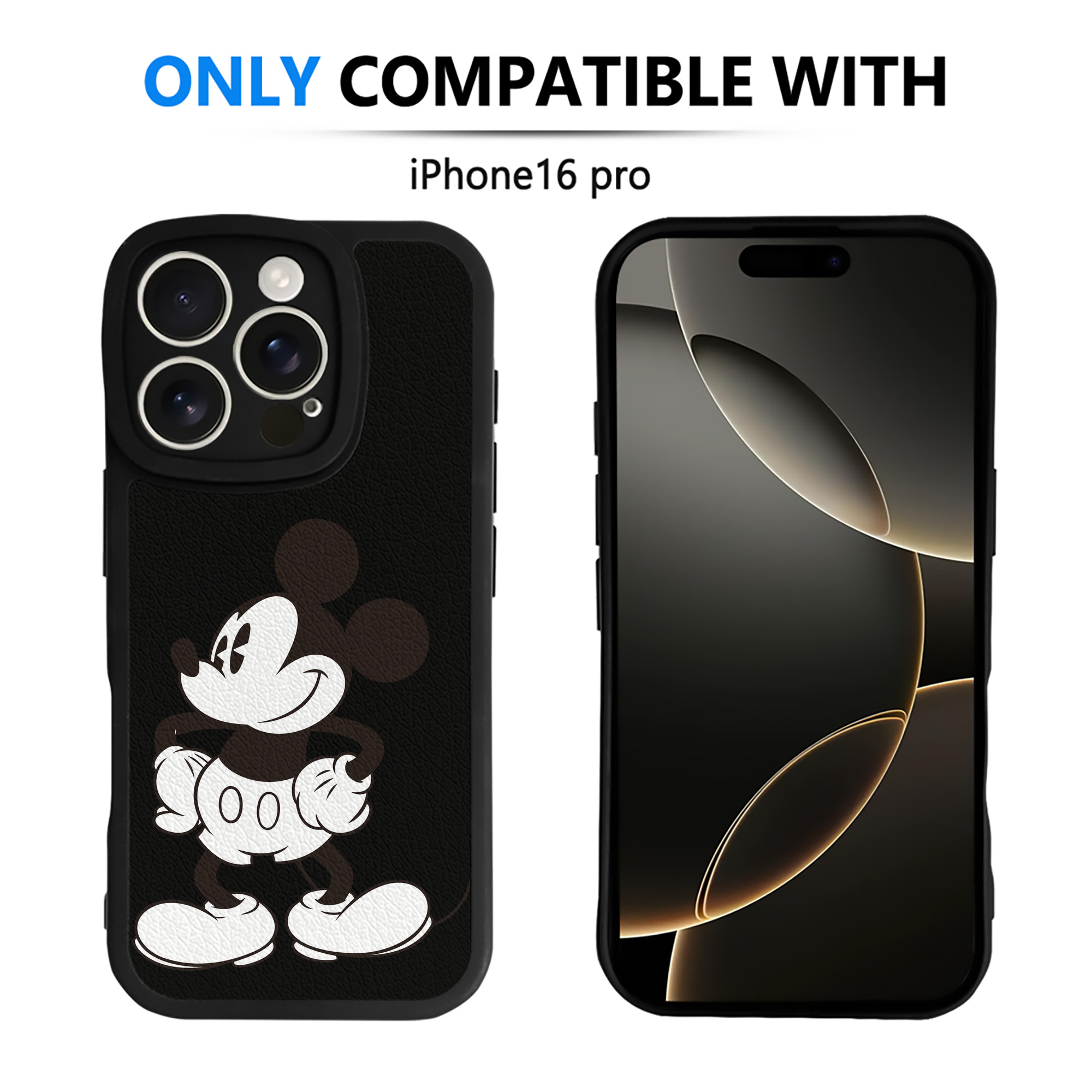 （画像用） ミッキーマウス Mickey Mouse 【iPhone 16シリーズ対応】シリコンスマホケース（レザー調） 材質：シリコン